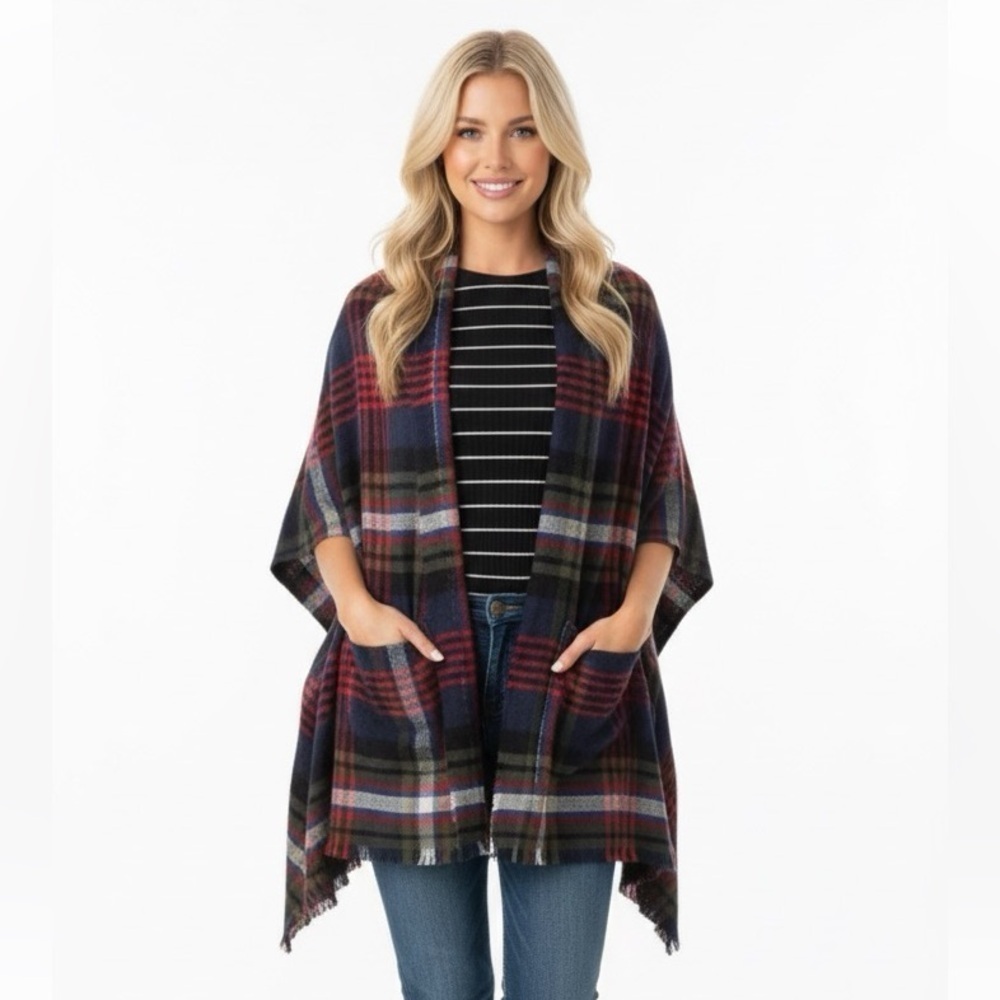 Grace & Lace one size plaid tartan scarf sweater